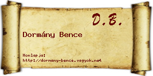 Dormány Bence névjegykártya
